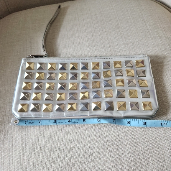 Marc by Marc Jacobs Emmy Envelope Leather Gold Studded and Silver Clutch - Picture 2 of 13